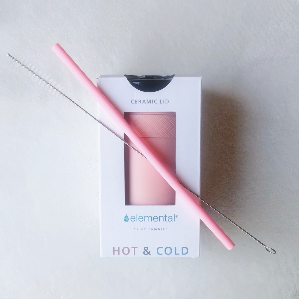 Hot Cold thermos, silicone straw, straw cleaner bundle